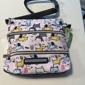 NWT Lily Bloom Denise Spring Dogs Print Cross Body Bag